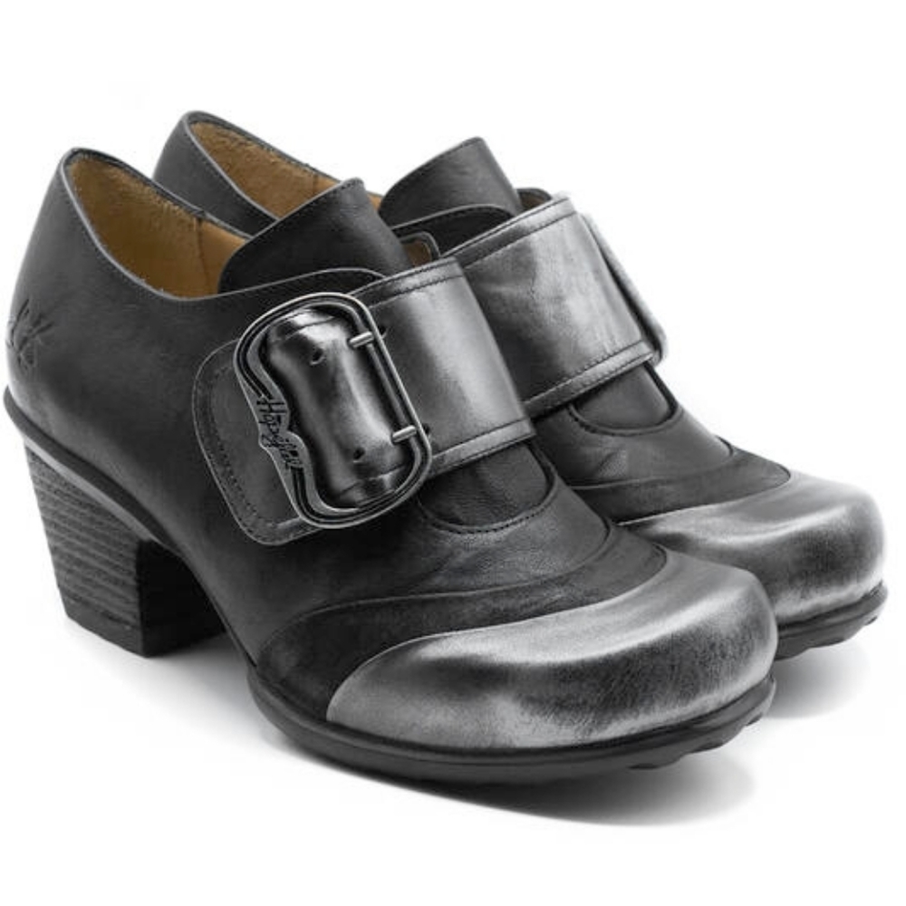 John Fluevog Hopefuls Belief Buckled Shoe Silver Black 8